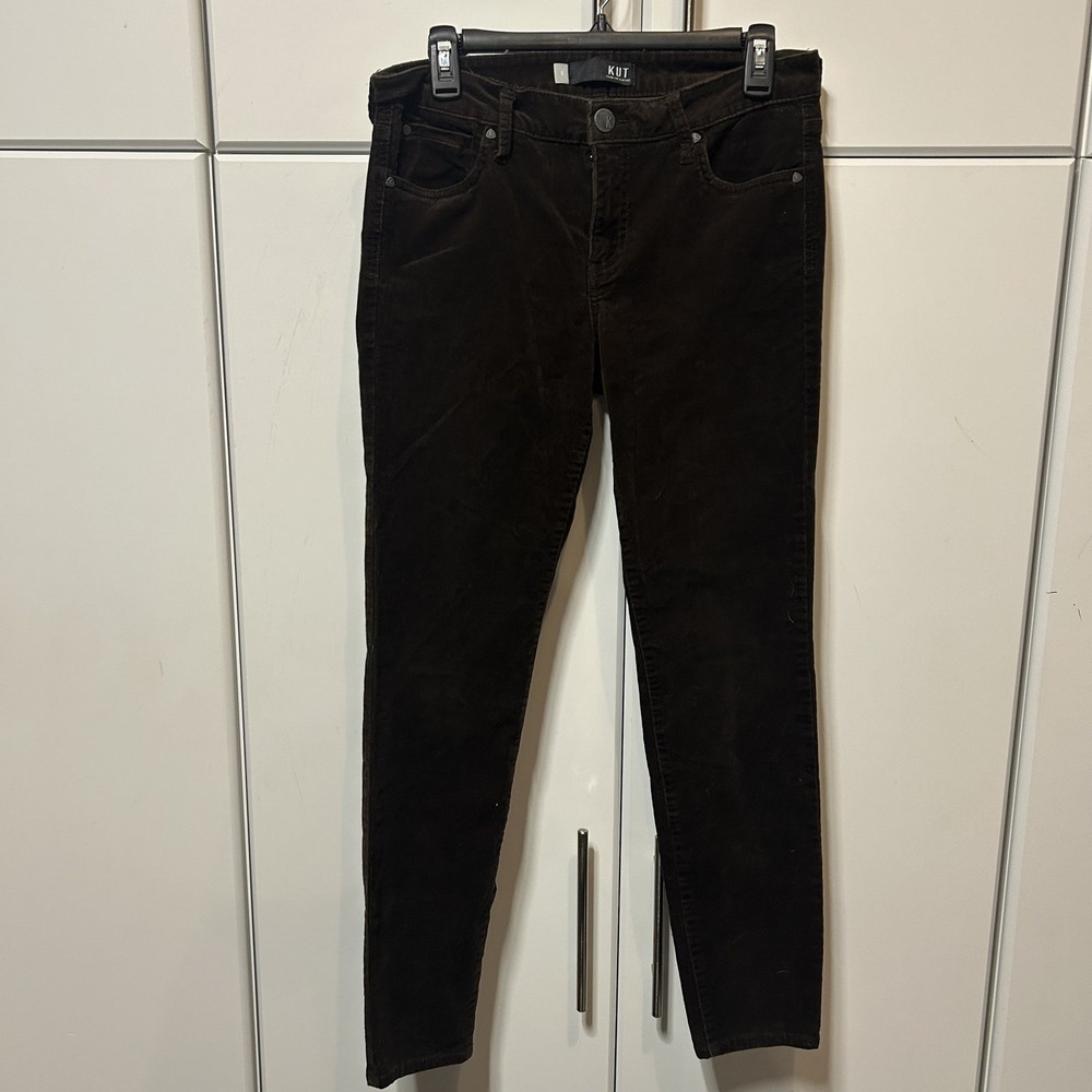 Kut from the Kloth Diana Skinny Corduroy Pants Brown XP463WR9 Size 8